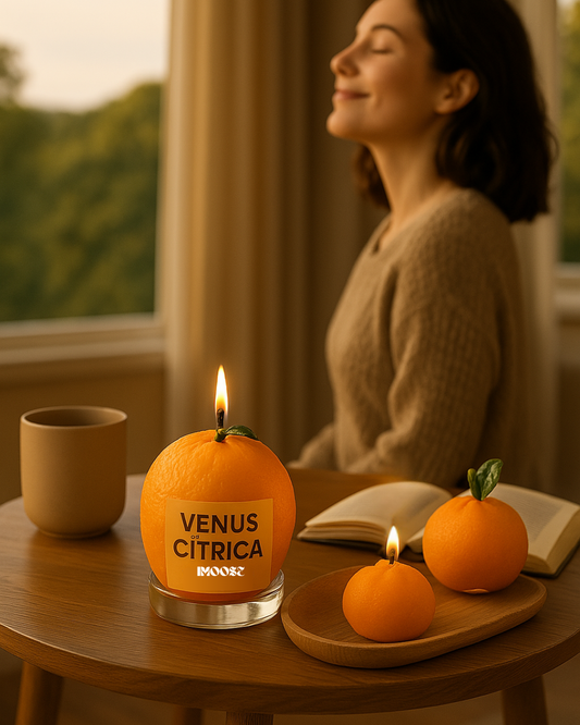 Vênus Cítrica - Vela perfumada de tangerina para aconchego e frescor